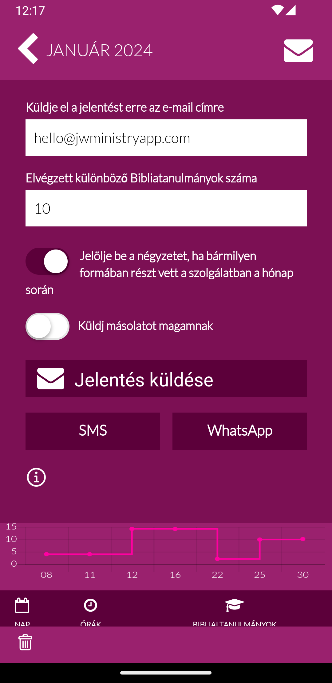 Területi szolgálat jelentés alkalmazás
