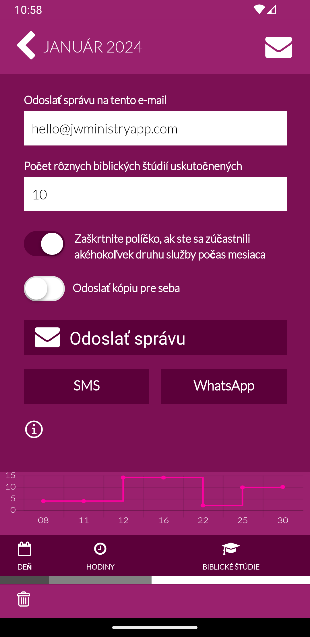 Aplikácia Správa o terénnej službe
